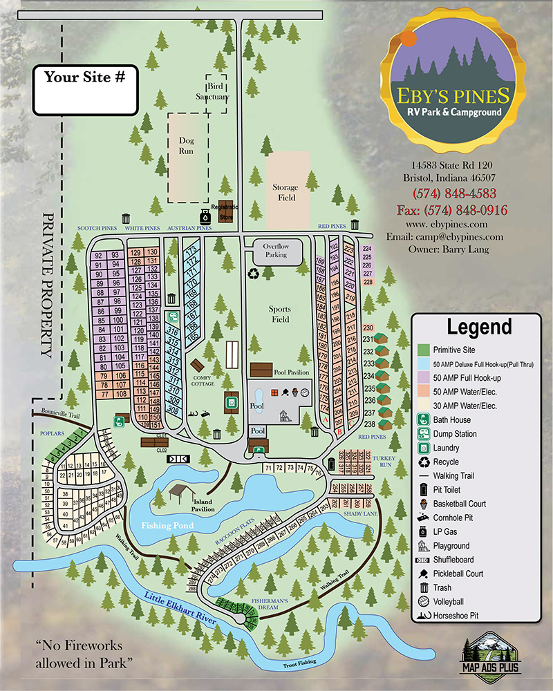 Eby's Pines Campground Map 2023