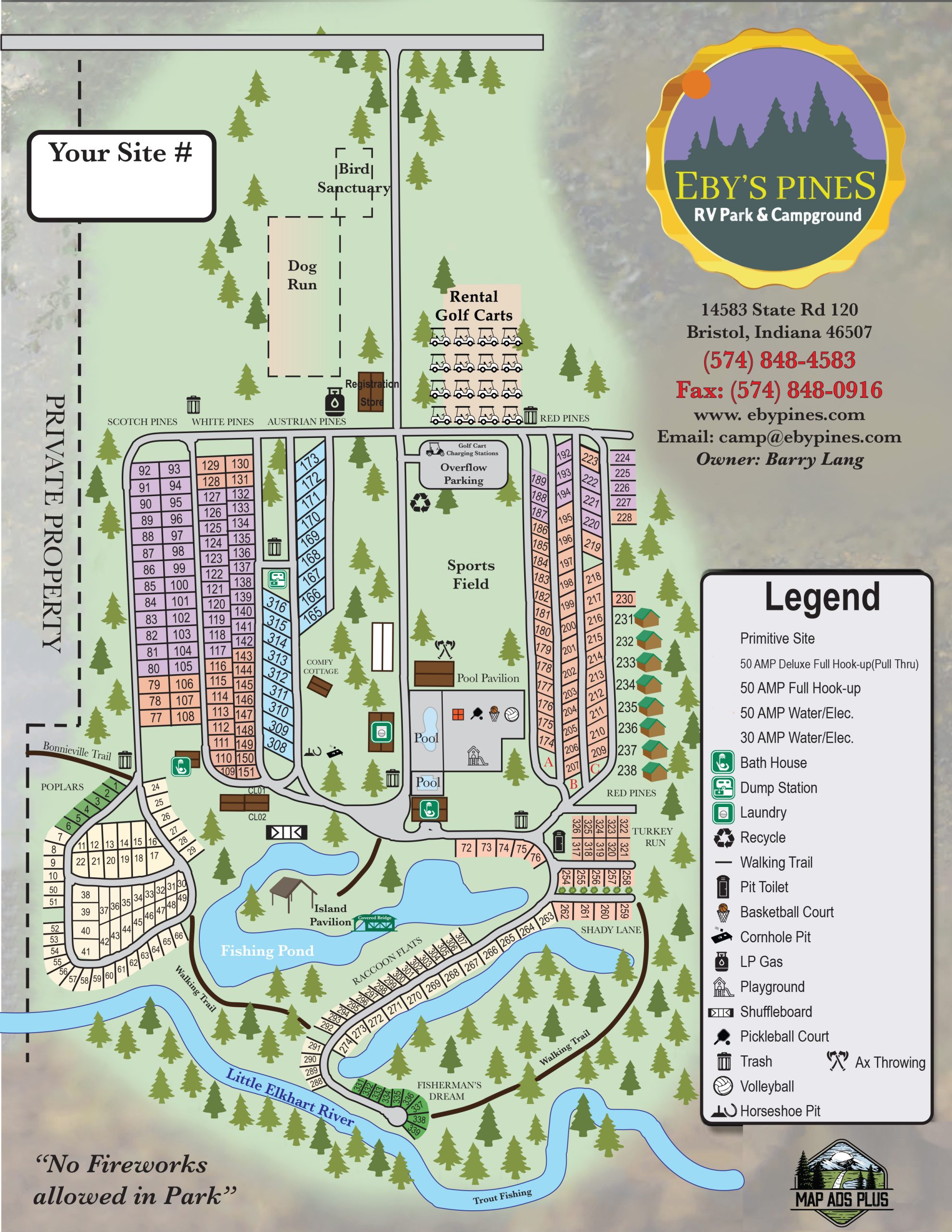 Eby's Pines Campground Map